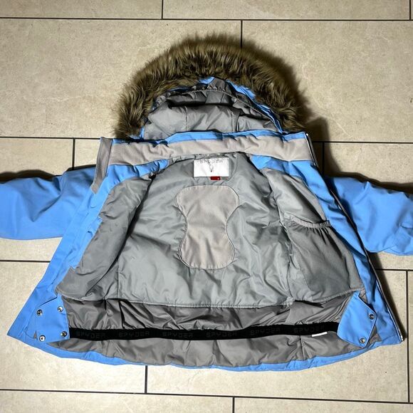 Spyder Girls Geneva Light Blue Winter Jacket Size 10 - Picture 9 of 10